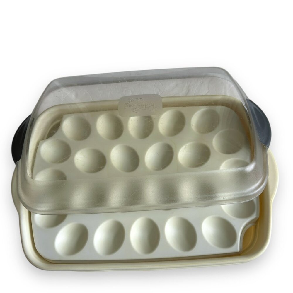 Pampered Chef Chillzanne Rectangle Server W/ Lid Deviled Egg Tray Serveware - Picture 11 of 11